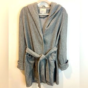 A New Day Gray Hooded light Parka Coat with Waist Tie - L & true to size